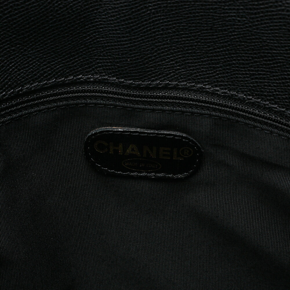CHANEL Tote Bag Tortoiseshell Pattern Charm Embossed Leather Black Gold-Tone Hardware, Pre-Owned
