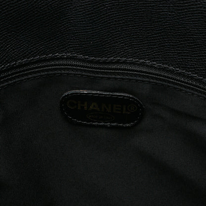 CHANEL Tote Bag Tortoiseshell Pattern Charm Embossed Leather Black Gold-Tone Hardware, Pre-Owned