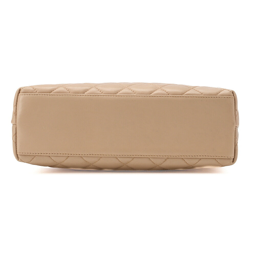 CHANEL Shoulder Bag Lambskin Matelasse Top Turn Lock One-Shoulder Bag Beige Gold-Tone Hardware, Pre-Owned