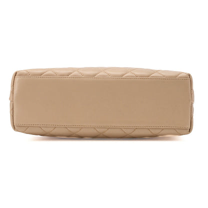 CHANEL Shoulder Bag Lambskin Matelasse Top Turn Lock One-Shoulder Bag Beige Gold-Tone Hardware, Pre-Owned