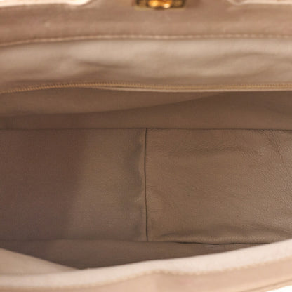 CHANEL Shoulder Bag Lambskin Matelasse Top Turn Lock One-Shoulder Bag Beige Gold-Tone Hardware, Pre-Owned