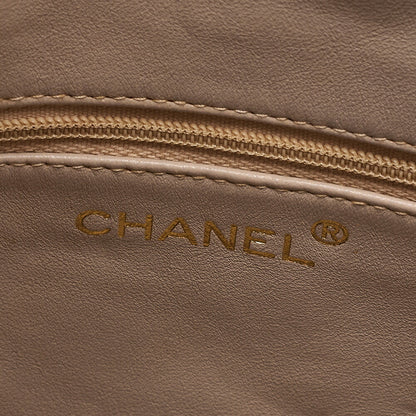 CHANEL Shoulder Bag Lambskin Matelasse Top Turn Lock One-Shoulder Bag Beige Gold-Tone Hardware, Pre-Owned