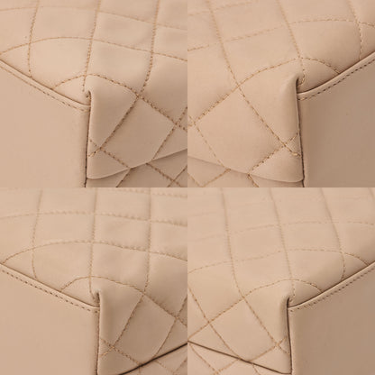 CHANEL Shoulder Bag Lambskin Matelasse Top Turn Lock One-Shoulder Bag Beige Gold-Tone Hardware, Pre-Owned