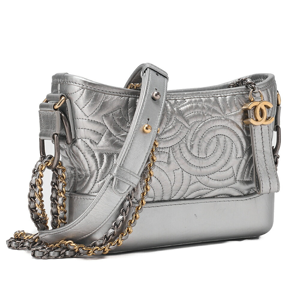 CHANEL Lambskin Gabrielle de Chanel Chain Shoulder Silver Silver X  Gold-Tone Hardware, Pre-Owned