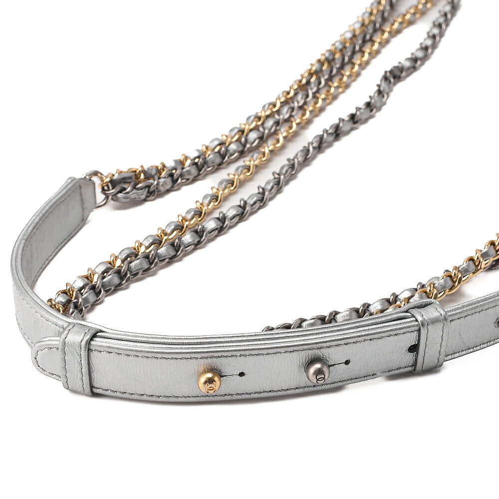 CHANEL Lambskin Gabrielle de Chanel Chain Shoulder Silver Silver X  Gold-Tone Hardware, Pre-Owned