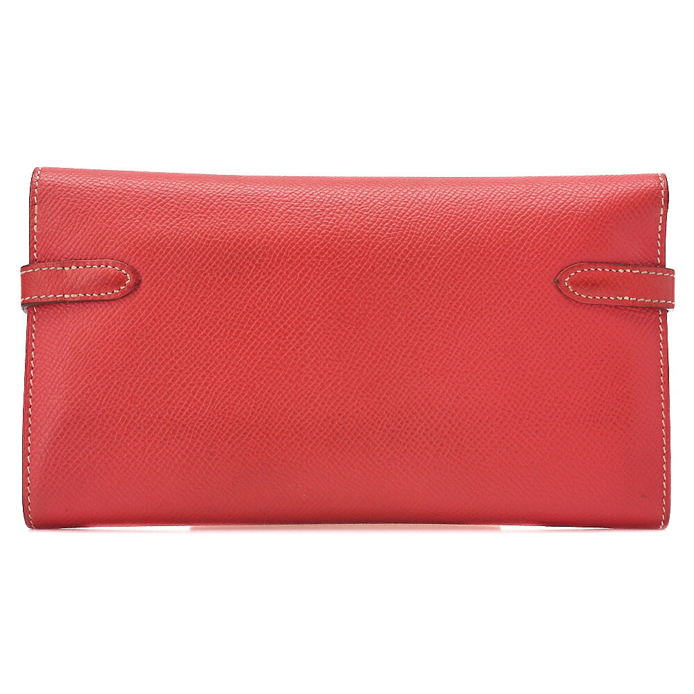 HERMES Kelly Wallet Tri-fold Long Wallet Epson Rose Azale x Gold Gold -Tone Hardware, Pre-Owned