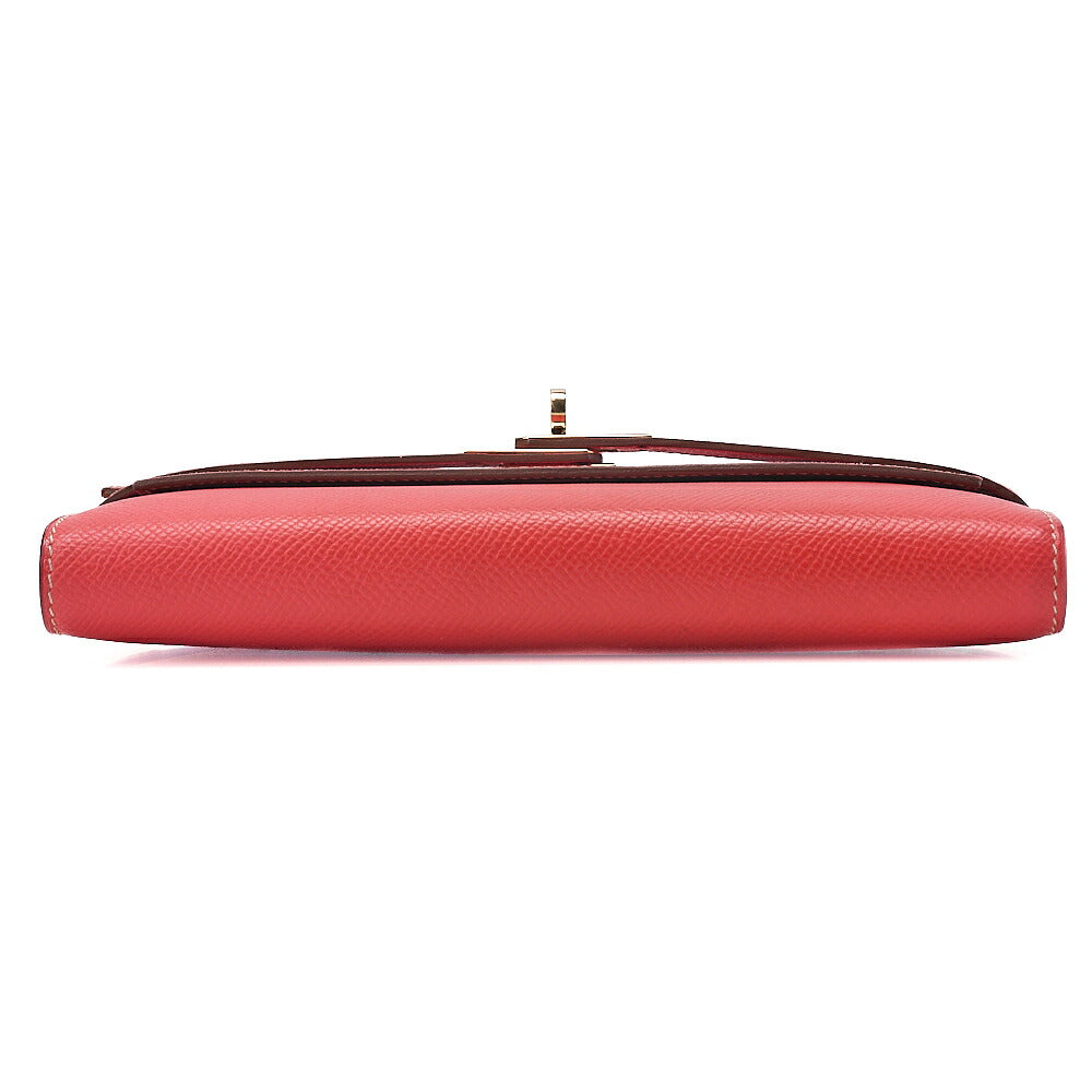 HERMES Kelly Wallet Tri-fold Long Wallet Epson Rose Azale x Gold Gold -Tone Hardware, Pre-Owned