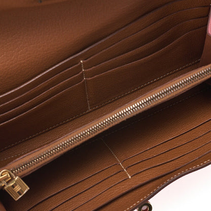 HERMES Kelly Wallet Tri-fold Long Wallet Epson Rose Azale x Gold Gold -Tone Hardware, Pre-Owned