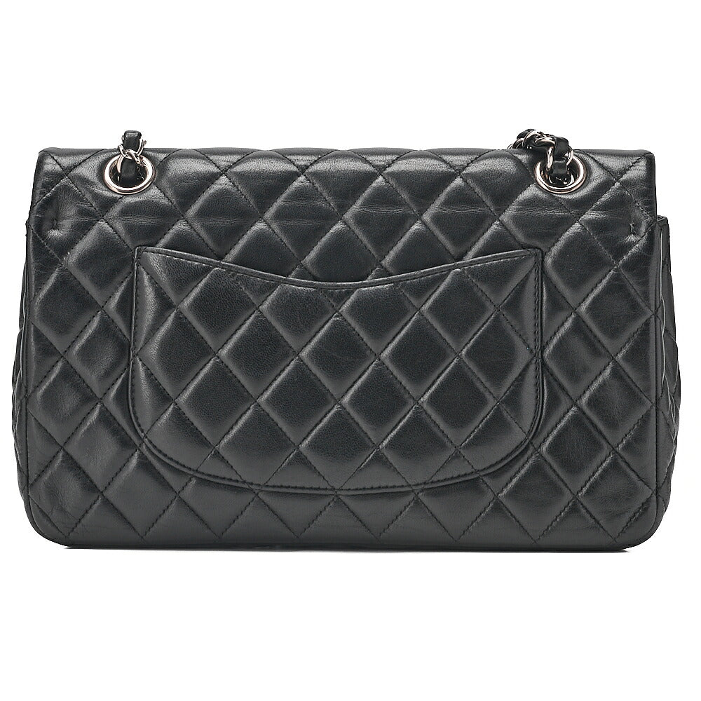 CHANEL Lambskin Matelasse Valentine's Day Single Flap Chain Shoulder Black Silver-Tone Hardware, Pre-Owned