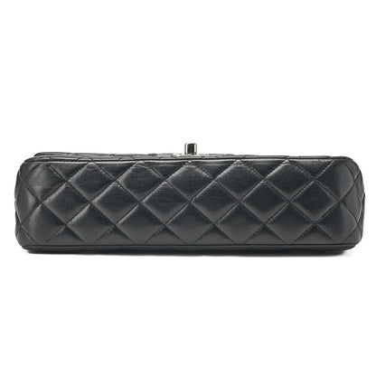 CHANEL Lambskin Matelasse Valentine's Day Single Flap Chain Shoulder Black Silver-Tone Hardware, Pre-Owned