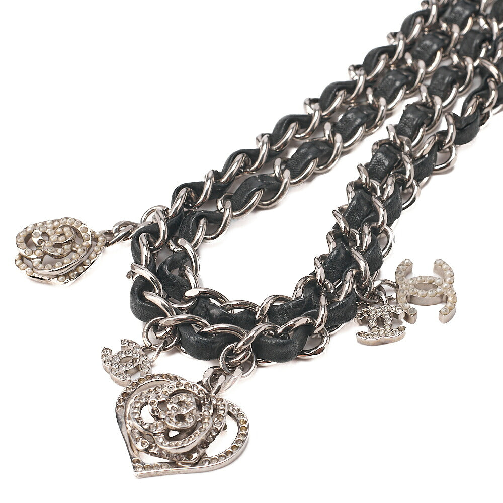 CHANEL Lambskin Matelasse Valentine's Day Single Flap Chain Shoulder Black Silver-Tone Hardware, Pre-Owned