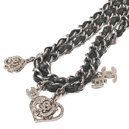 CHANEL Lambskin Matelasse Valentine's Day Single Flap Chain Shoulder Black Silver-Tone Hardware, Pre-Owned