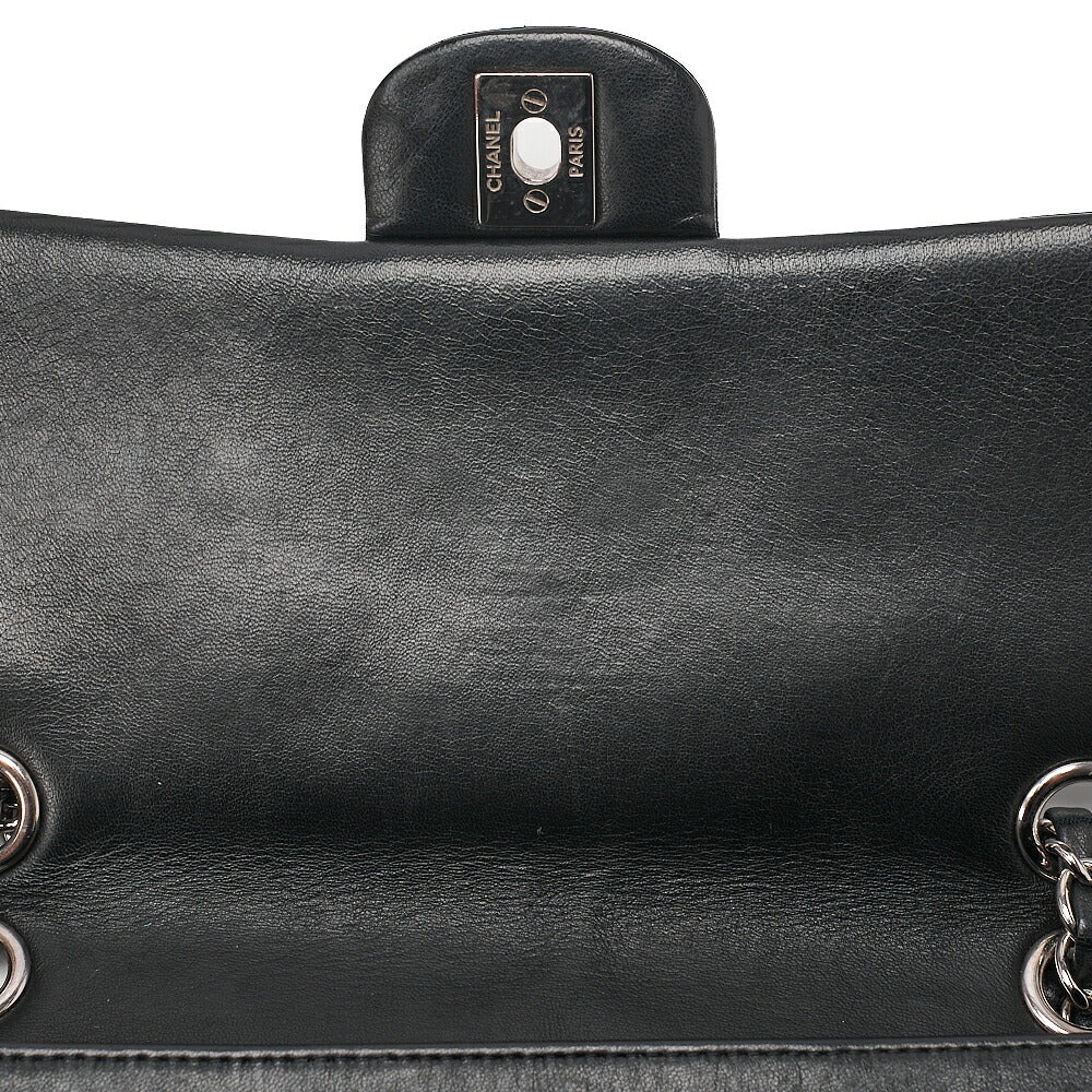 CHANEL Lambskin Matelasse Valentine's Day Single Flap Chain Shoulder Black Silver-Tone Hardware, Pre-Owned