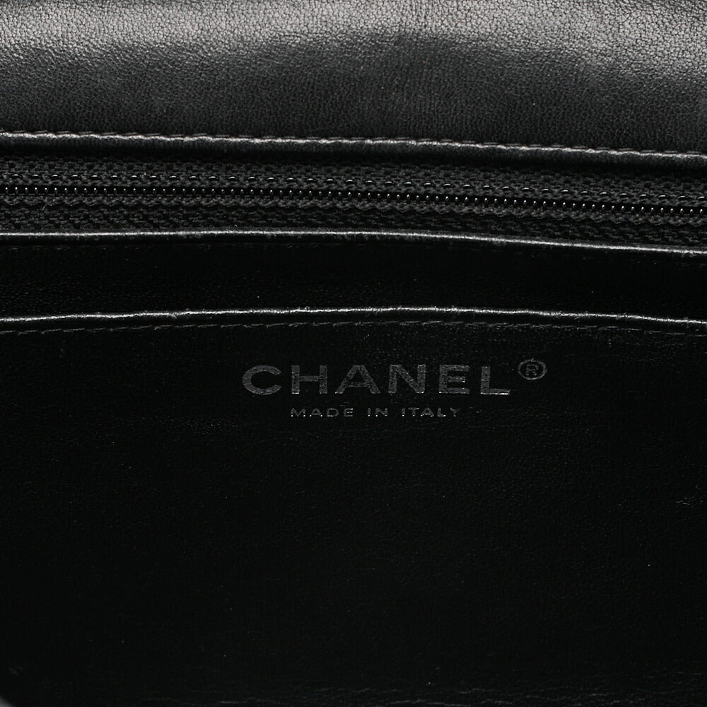 CHANEL Lambskin Matelasse Valentine's Day Single Flap Chain Shoulder Black Silver-Tone Hardware, Pre-Owned