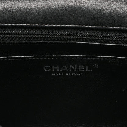 CHANEL Lambskin Matelasse Valentine's Day Single Flap Chain Shoulder Black Silver-Tone Hardware, Pre-Owned