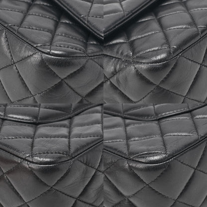 CHANEL Lambskin Matelasse Valentine's Day Single Flap Chain Shoulder Black Silver-Tone Hardware, Pre-Owned