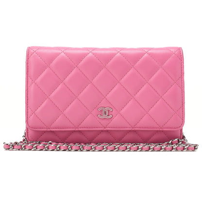 CHANEL Matelasse Chain Wallet Lambskin Pink Silver-Tone Hardware, Pre-Owned