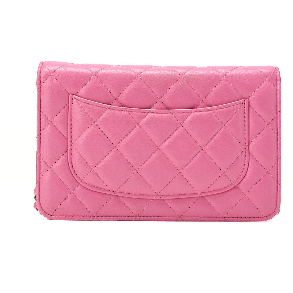 CHANEL Matelasse Chain Wallet Lambskin Pink Silver-Tone Hardware, Pre-Owned