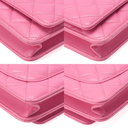 CHANEL Matelasse Chain Wallet Lambskin Pink Silver-Tone Hardware, Pre-Owned