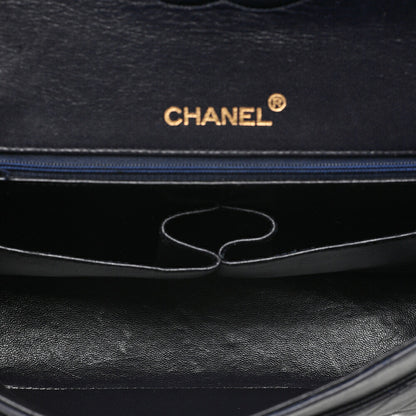 CHANEL Chain Shoulder Matelasse Double Flap 25cm Square Lambskin Navy Gold-Tone Hardware, Pre-Owned