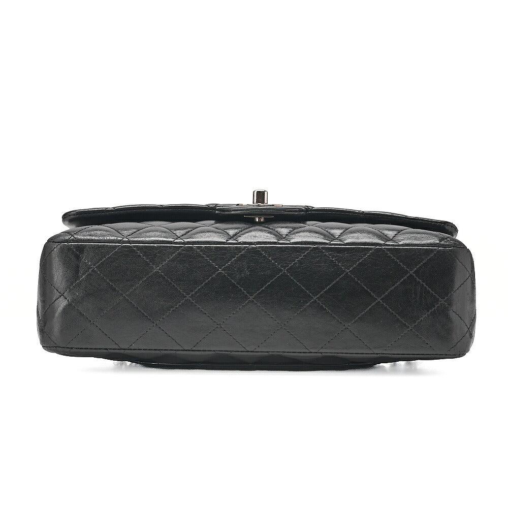 CHANEL Chain Shoulder Bag Matelasse Double Flap 25cm Lambskin Black Silver -Tone Hardware, Pre-Owned