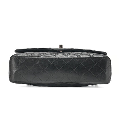 CHANEL Chain Shoulder Bag Matelasse Double Flap 25cm Lambskin Black Silver -Tone Hardware, Pre-Owned