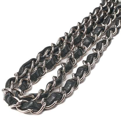 CHANEL Chain Shoulder Bag Matelasse Double Flap 25cm Lambskin Black Silver -Tone Hardware, Pre-Owned