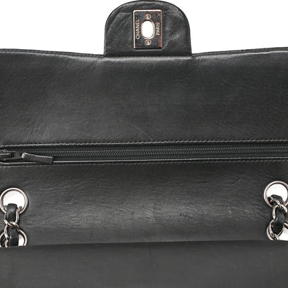 CHANEL Chain Shoulder Bag Matelasse Double Flap 25cm Lambskin Black Silver -Tone Hardware, Pre-Owned