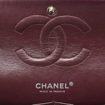 CHANEL Chain Shoulder Bag Matelasse Double Flap 25cm Lambskin Black Silver -Tone Hardware, Pre-Owned