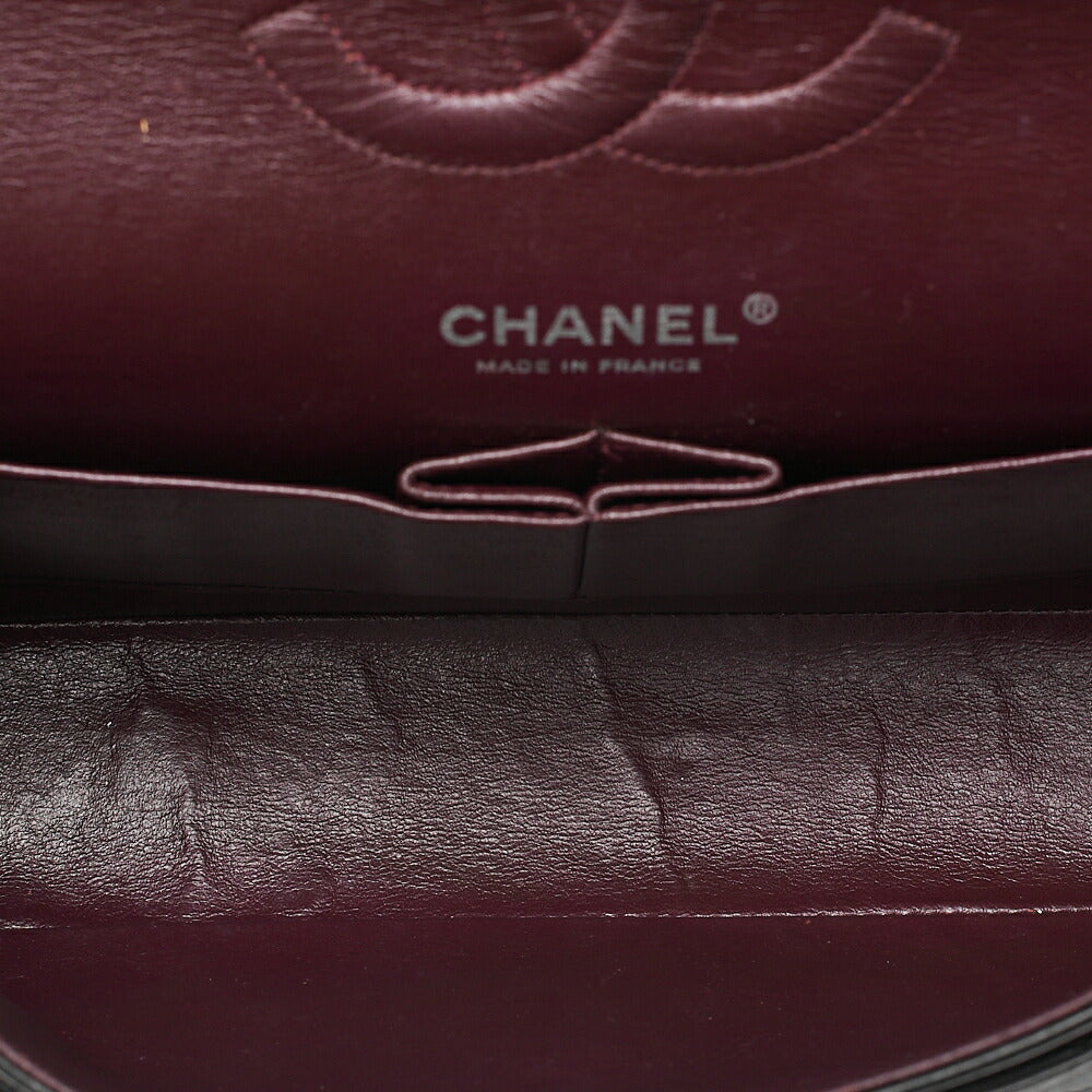CHANEL Chain Shoulder Bag Matelasse Double Flap 25cm Lambskin Black Silver -Tone Hardware, Pre-Owned