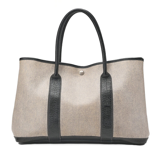 Hermes Hermes Garden Party PM Tote Bag Toe Toile Ash Coating Gray Silver-Tone Hardware, Pre-Owned