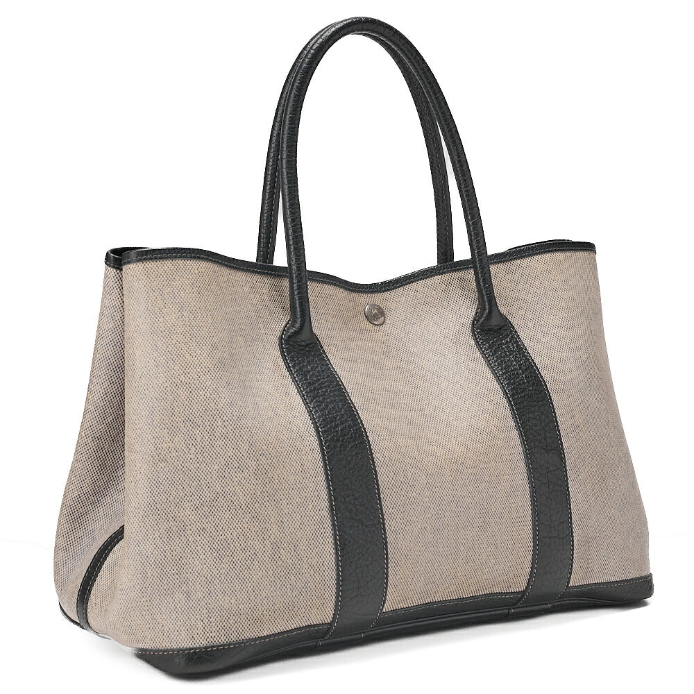 Hermes Hermes Garden Party PM Tote Bag Toe Toile Ash Coating Gray Silver-Tone Hardware, Pre-Owned