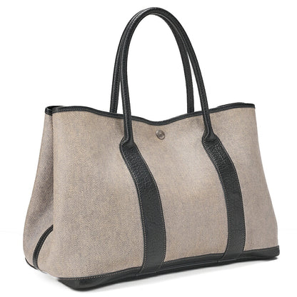 Hermes Hermes Garden Party PM Tote Bag Toe Toile Ash Coating Gray Silver-Tone Hardware, Pre-Owned