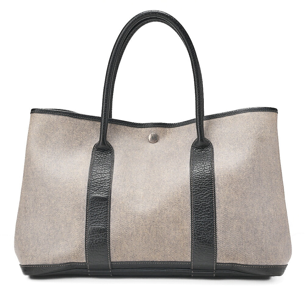 Hermes Hermes Garden Party PM Tote Bag Toe Toile Ash Coating Gray Silver-Tone Hardware, Pre-Owned