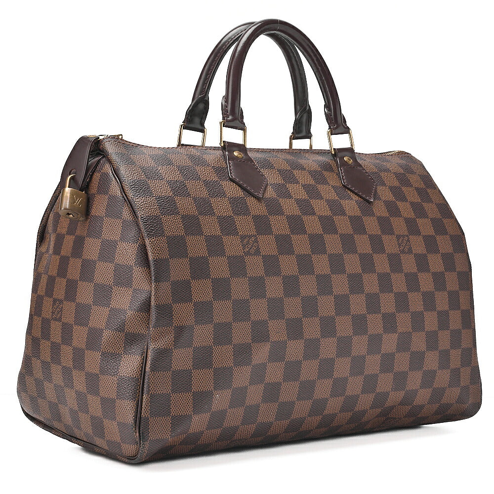 LOUIS VUITTON Louis Vuitton Damier Speedy 35 Handbag N41523 Brown Gold-Tone Hardware, Pre-Owned