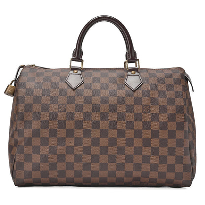 LOUIS VUITTON Louis Vuitton Damier Speedy 35 Handbag N41523 Brown Gold-Tone Hardware, Pre-Owned