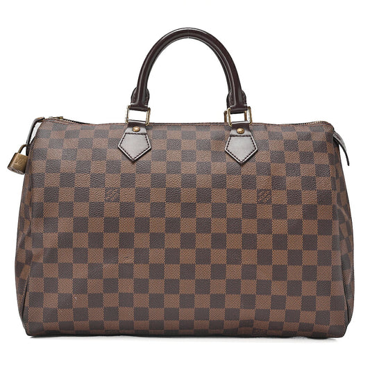 LOUIS VUITTON Louis Vuitton Damier Speedy 35 Handbag N41523 Brown Gold-Tone Hardware, Pre-Owned