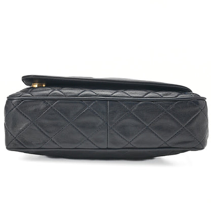 CHANEL Lambskin Matelasse Coco Mark Outside Flap with Fringe Chain Shoulder Navy Gold-Tone Hardware, Pre-Owned