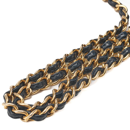 CHANEL Lambskin Matelasse Coco Mark Outside Flap with Fringe Chain Shoulder Navy Gold-Tone Hardware, Pre-Owned