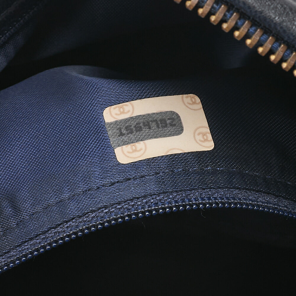 CHANEL Lambskin Matelasse Coco Mark Outside Flap with Fringe Chain Shoulder Navy Gold-Tone Hardware, Pre-Owned