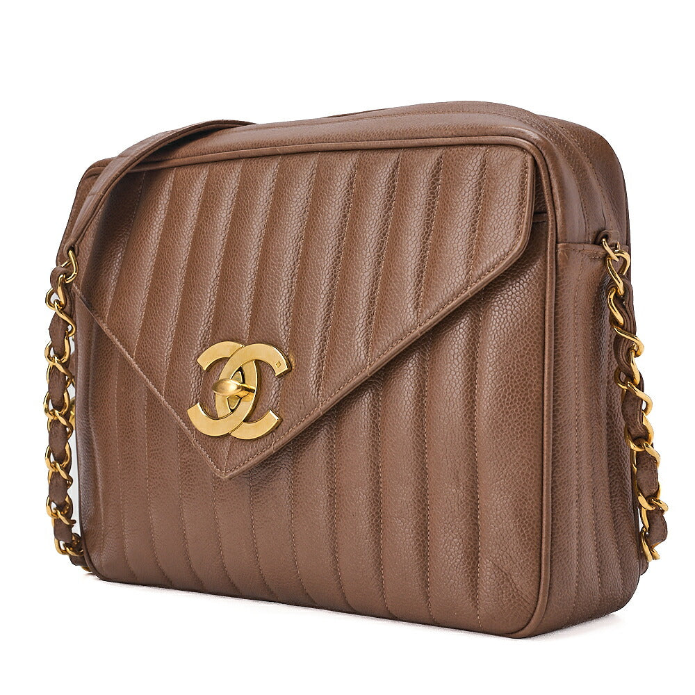 CHANEL Mademoiselle DecaCoco Turn Lock Caviar Skin Chain Shoulder Bag with Ball Charm Brown Gold-Tone Hardware, Pre-Owned