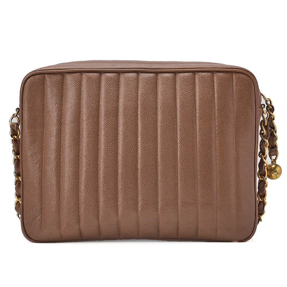 CHANEL Mademoiselle DecaCoco Turn Lock Caviar Skin Chain Shoulder Bag with Ball Charm Brown Gold-Tone Hardware, Pre-Owned