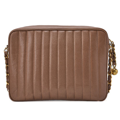 CHANEL Mademoiselle DecaCoco Turn Lock Caviar Skin Chain Shoulder Bag with Ball Charm Brown Gold-Tone Hardware, Pre-Owned