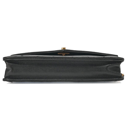 CHANEL Lambskin V-Stitch Turn Lock Chain Wallet Black Gold-Tone Hardware, Pre-Owned