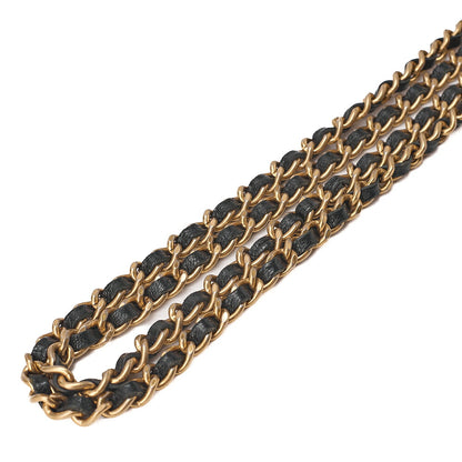 CHANEL Lambskin V-Stitch Turn Lock Chain Wallet Black Gold-Tone Hardware, Pre-Owned