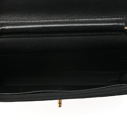 CHANEL Lambskin V-Stitch Turn Lock Chain Wallet Black Gold-Tone Hardware, Pre-Owned