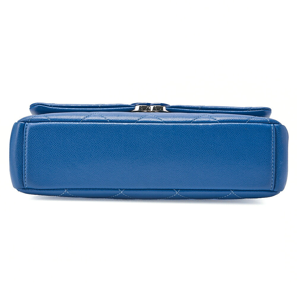 CHANEL Chanel Caviar Skin Turn Lock Single Flap Plastic Chain Shoulder Blue Silver-Tone Hardware, Pre-Owned