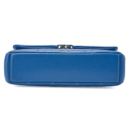 CHANEL Chanel Caviar Skin Turn Lock Single Flap Plastic Chain Shoulder Blue Silver-Tone Hardware, Pre-Owned