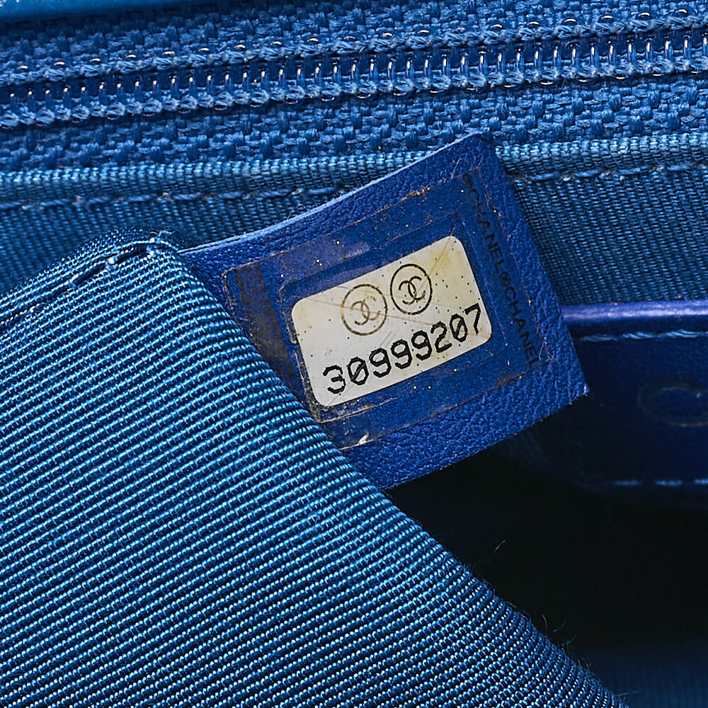 CHANEL Chanel Caviar Skin Turn Lock Single Flap Plastic Chain Shoulder Blue Silver-Tone Hardware, Pre-Owned