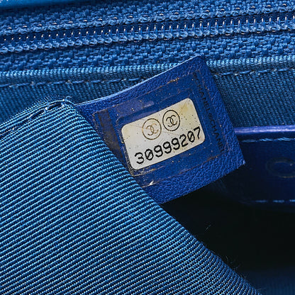 CHANEL Chanel Caviar Skin Turn Lock Single Flap Plastic Chain Shoulder Blue Silver-Tone Hardware, Pre-Owned